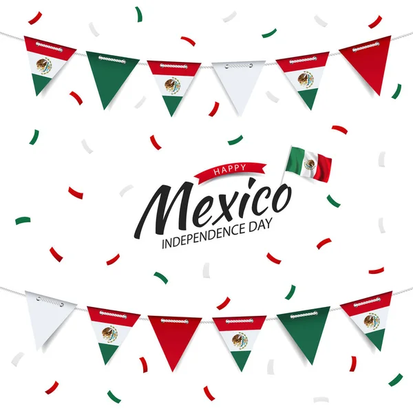 Vector Illustration of  Mexico Independence Day. Garland with the flag of Mexic