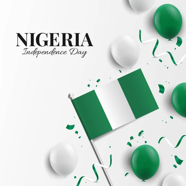 Vector Illustration Nigeria Independence Day Background Balloons Flag — Vector de stock