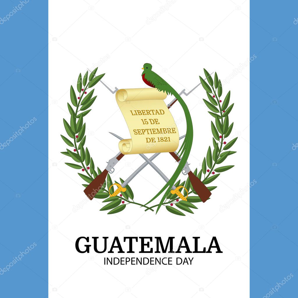 Vector Illustration of Guatemala Independence Day. Coat of arms.
