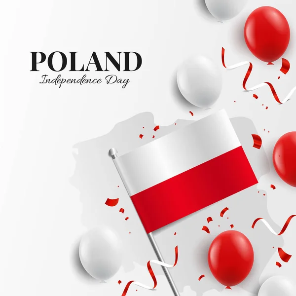 Vektorová Ilustrace Polského Dne Nezávislosti Pozadí Balónky Vlajka — Stockový vektor