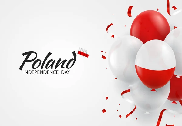 Wektor Ilustracja Dnia Niepodległości Polski Tło Balonami — Wektor stockowy