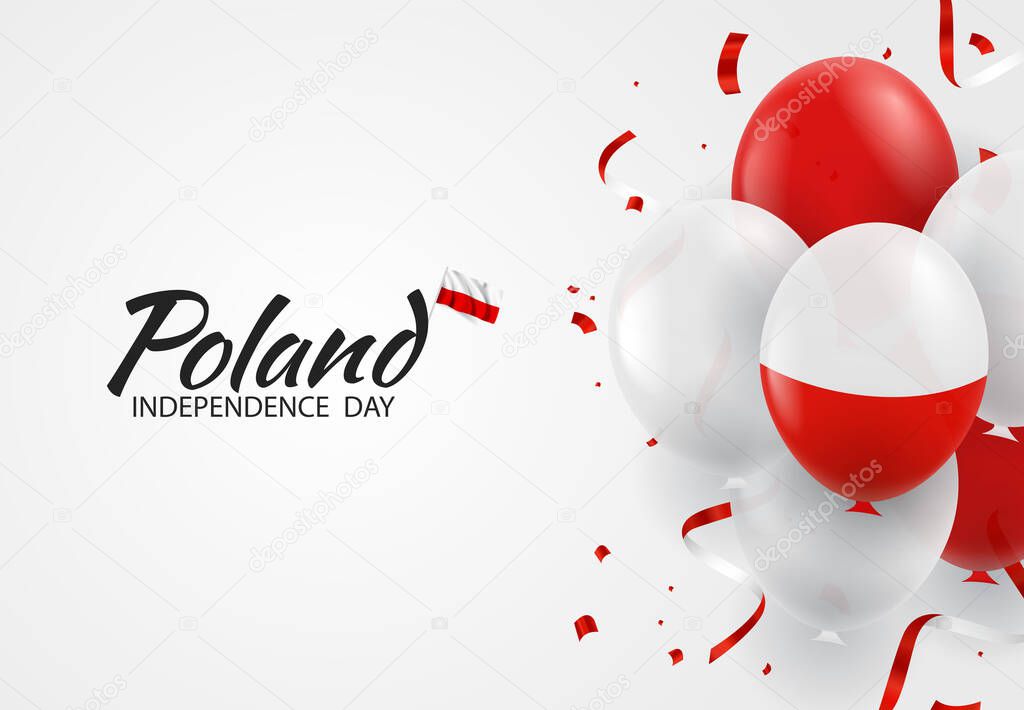 Vector Illustration of Independence Day of Poland. Background with balloons