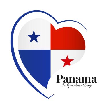Panama Bağımsızlık Günü 'nün Vektör İllüstrasyonu. Panama bayrağı kalp şeklinde