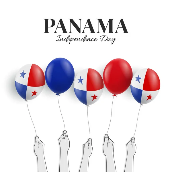 Vector Ilustración Del Día Independencia Panamá Manos Con Globos — Archivo Imágenes Vectoriales