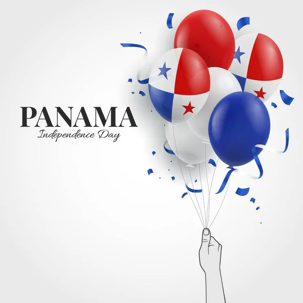 Vector Ilustración Del Día Independencia Panamá Mano Con Globos — Archivo Imágenes Vectoriales