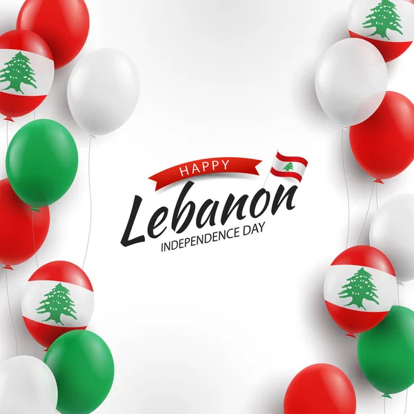 Wektor Ilustracja Dnia Niepodległości Libanie Tło Balonami — Wektor stockowy