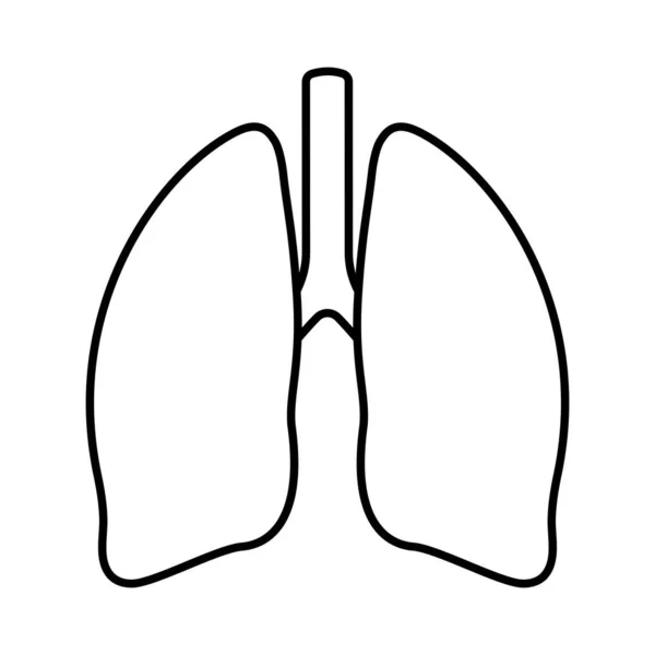 Lungen Symbol Lineares Stilsymbol Auf Weißem Hintergrund Vektorillustration — Stockvektor