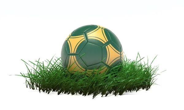 Pallone da calcio 3D sull'erba — Foto Stock