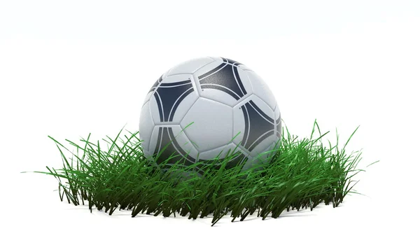 3d 足球在草地上 — 图库照片