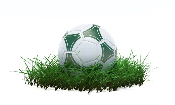 3D piłki nożnej na trawie — Stockfoto