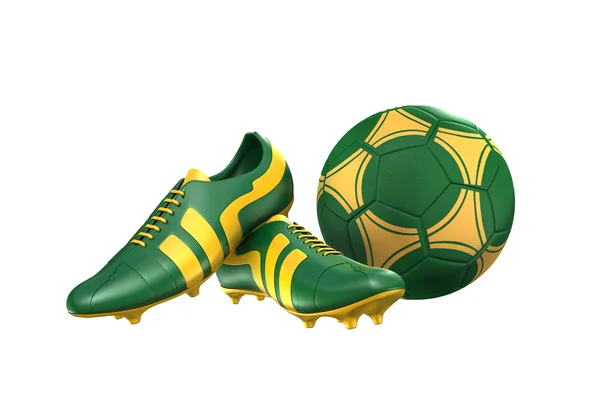 Pallone da calcio 3D e scarpe da calcio — Foto Stock