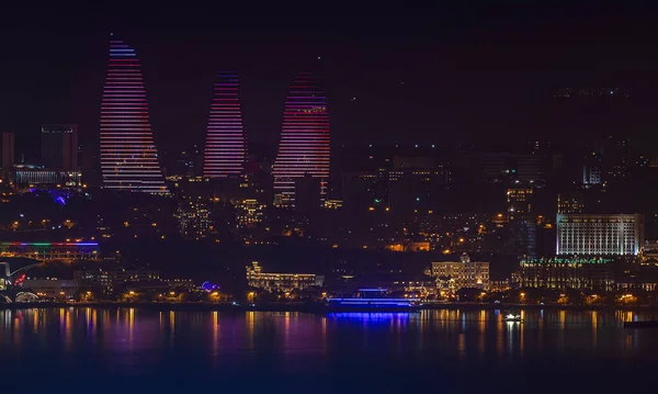 Crepúsculo Sobre Bakú Luces Bakú — Foto de Stock