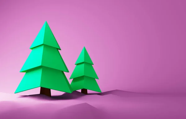 Desenhos Animados Árvores Natal Renderização — Fotografia de Stock