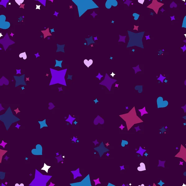 Seamless Repeating Pattern Colorful Hearts Stars — Vettoriale Stock