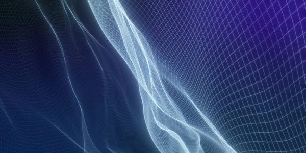抽象的な背景 抽象的なワイヤーフレーム波 3Dレンダリング — ストック写真