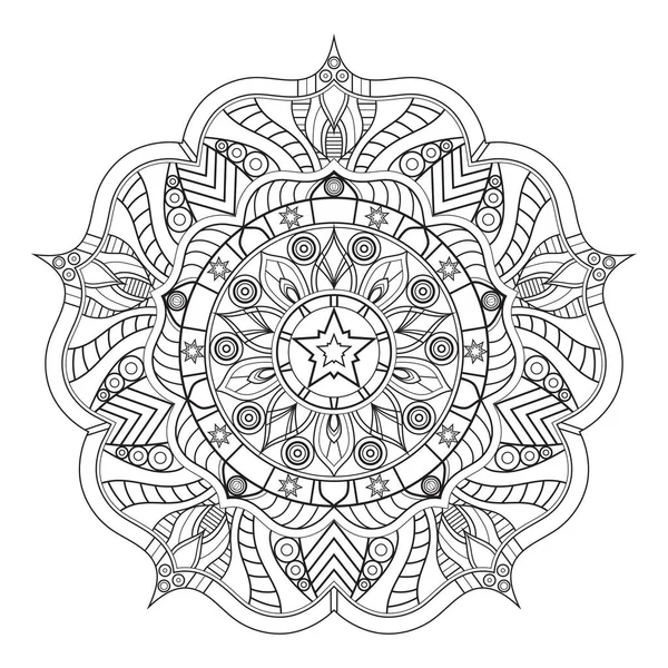 Mandala Libro Colorare Decorativi Ornamenti Rotondi — Vettoriale Stock