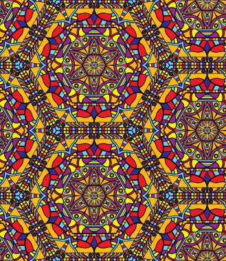 Kusursuz tekrarlayan oryantal desen. Mandala illüstrasyonu.