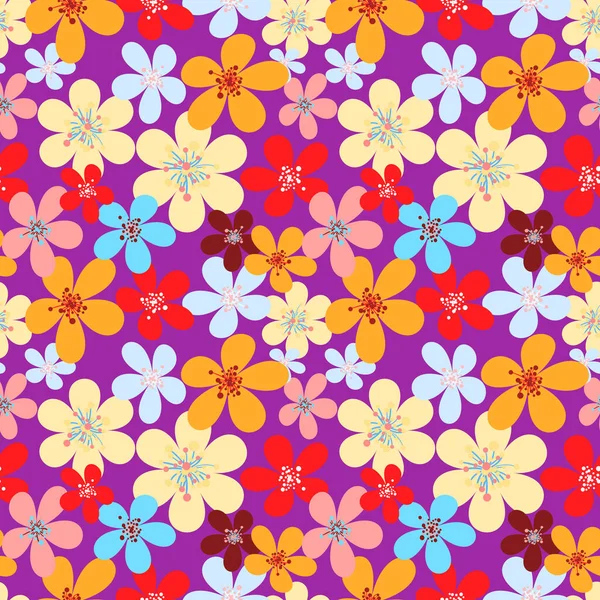 Безшовний Повторюваний Фон Весняних Квітів — стоковий вектор