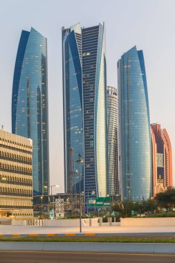 ABU DHABI, UAE - April 18, 2022: Streets and skyscrapers in Abu Dhabi