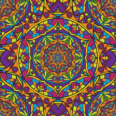 Kusursuz tekrarlayan oryantal desen. Mandala illüstrasyonu.