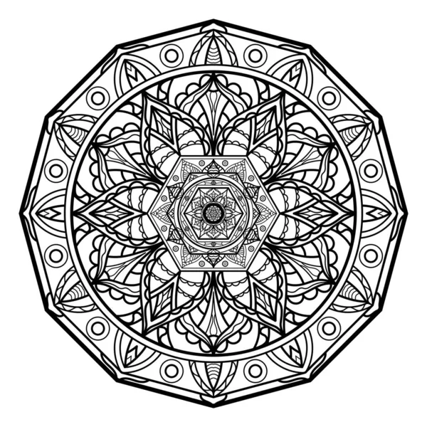 Mandala Libro Colorare Decorativi Ornamenti Rotondi — Vettoriale Stock