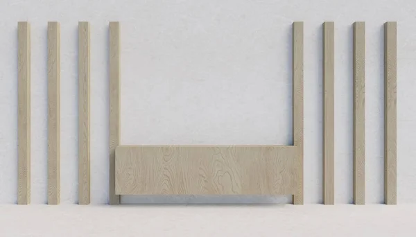 Деревянные Планки Белой Стене Рендеринг — стоковое фото