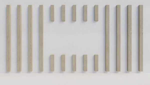 Деревянные Планки Белой Стене Рендеринг — стоковое фото