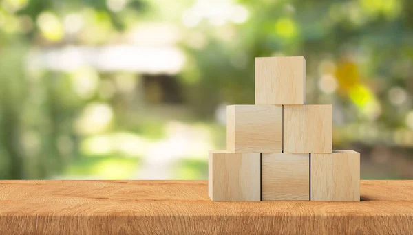 Wooden Cubes Wooden Surface Information Background Rendering — Stockfoto