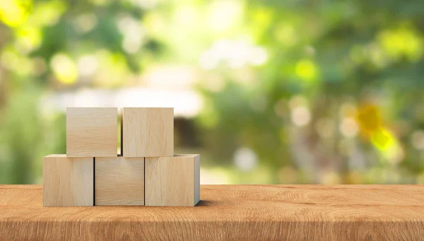 Wooden Cubes Wooden Surface Information Background Rendering — Stock Fotó