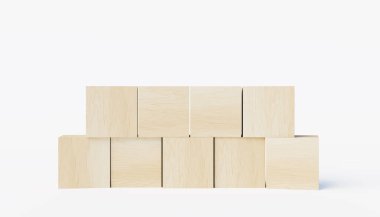 Beyaz arkaplanda tahta küpler