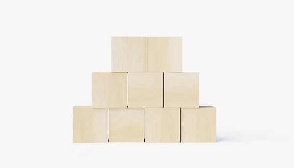 白色背景的木制立方体 — 图库照片