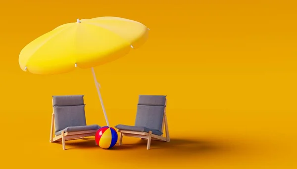 Beach Umbrella Chairsbackground Summer Vacation Concept Rendering — Stock Photo, Image