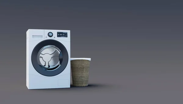 Washing Machine Basket Dark Wall Rendering — 스톡 사진