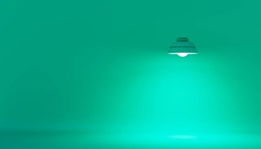 Monochromatic backdrop illuminated by hanging lantern.3d render