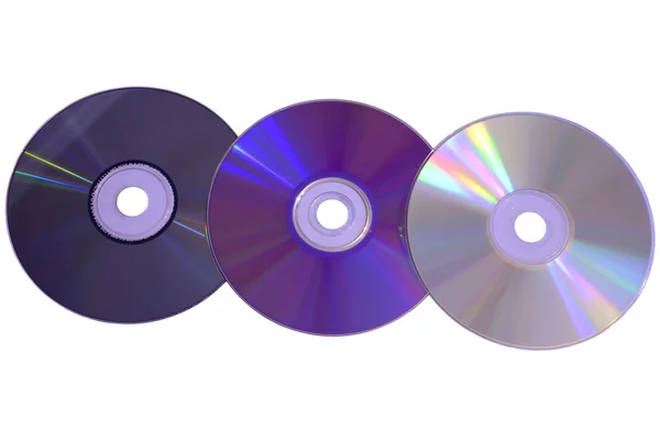 Trzy cd na białym tle — Zdjęcie stockowe