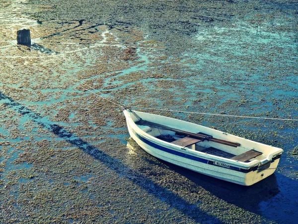 Eenzame boot op het meer — Stockfoto