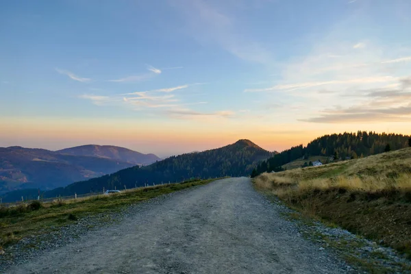 Berge Österreich Landschaft Und Sonnenuntergang Den Bergen — Stockfoto