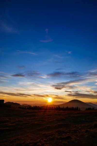 Berge Österreich Landschaft Und Sonnenuntergang Den Bergen — Stockfoto