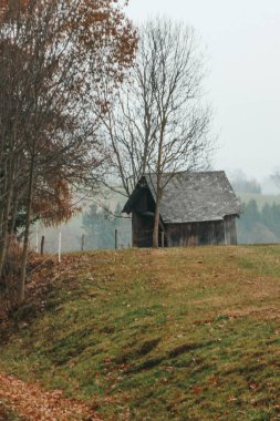 Fladnitz an der Teichalm, Avusturya 10.10.2021 Avusturya 'daki eski evler.