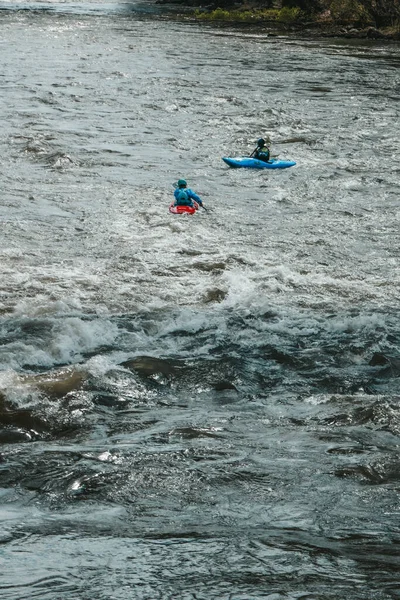 Canoë Sur Une Rivière Autriche Faire Kayak Sur Une Rivière — Photo