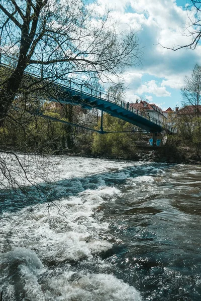 Die Mur Graz Österreich Brücke Über Den Fluss Der Stadt — Stockfoto