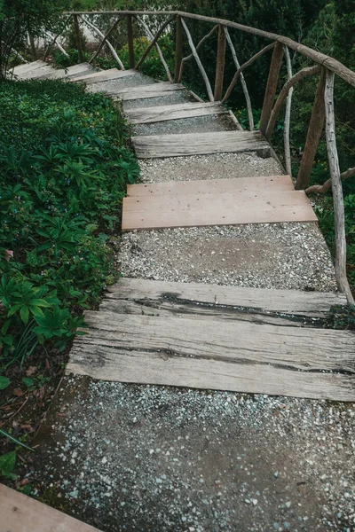 Descent Wooden Stairs Park — Stockfoto
