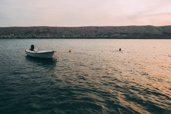 Pag, Croatia beautiful landscape. Mountains and sea, vacation in the south of Europe. Beautiful sunset on the sea.