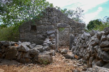 Beautiful old streets in Croatia. Architecture of southern Europe. Old sights and houses.