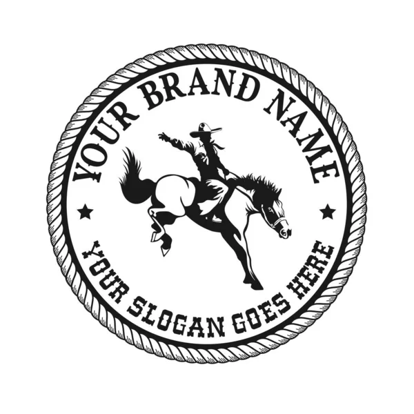 Modelo Logotipo Treinamento Cavalo Rodeio — Vetor de Stock