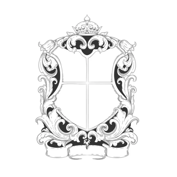 空白纹章纹章经典徽标设计模板 — 图库矢量图片