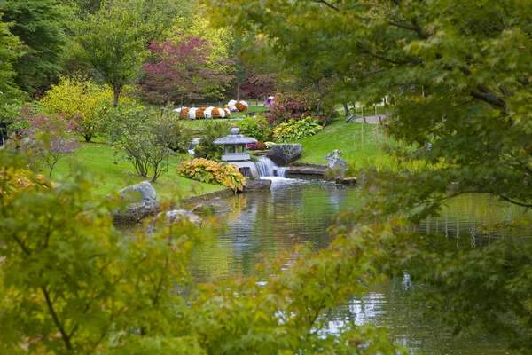 Pequeña cascada en el jardín japonés, Hasselt, Bélgica — Foto de Stock