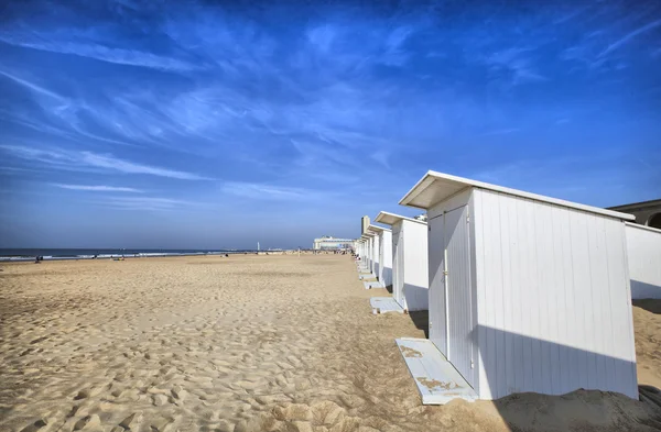 White beach cabins at Ostend — Stock Photo, Image