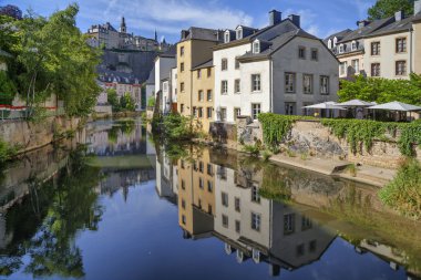 Old houses reflecting Alzette river clipart