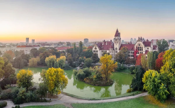 Breslau Polen Luftaufnahme Des Parks Stanislawa Tolpy Bei Sonnenaufgang Herbst — Stockfoto